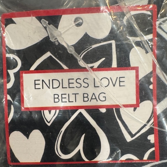 Brighton Black and White Heart Print Crossbody with Red Trim - Picture 2 of 6